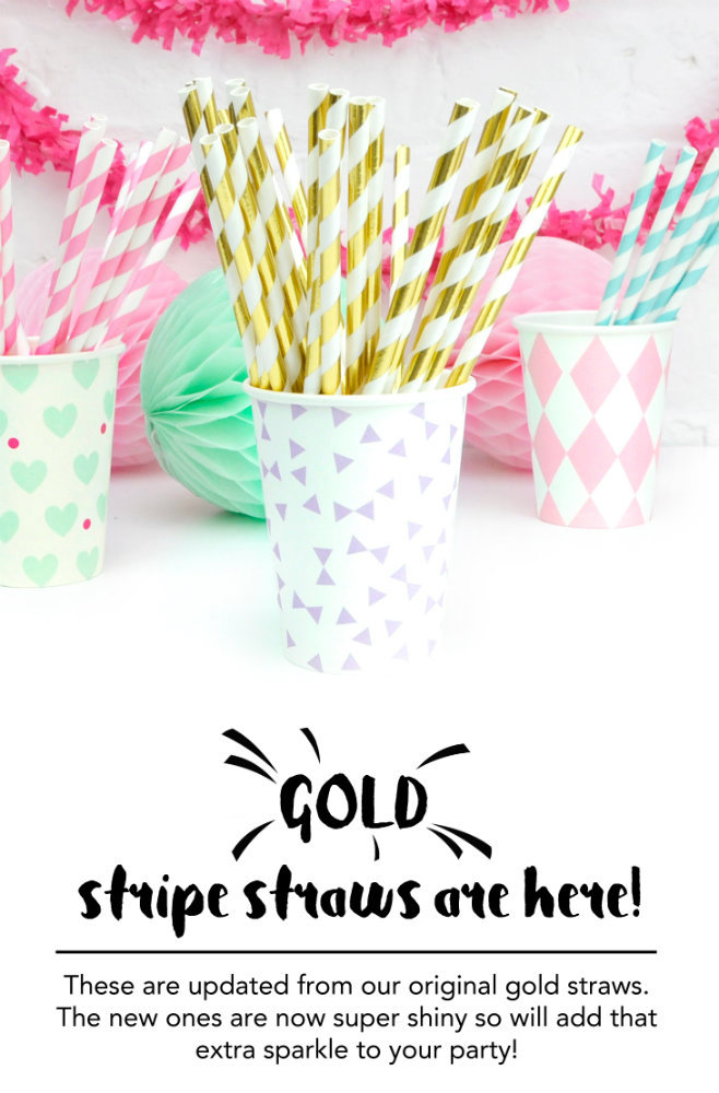 Metallic Gold Stripe Straws